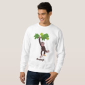 Sweatshirt Joli chimpanzé dans la jungle suspendu dessin anim (Devant entier)