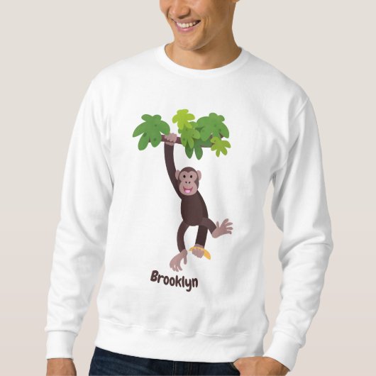 Sweatshirt Joli chimpanzé dans la jungle suspendu dessin anim (Devant)