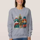 Sweatshirt Joli chiot de Noël & chaton (Devant)