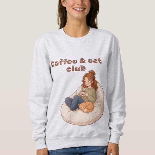 Sweatshirt Joli design Café & Club Chat (Devant)