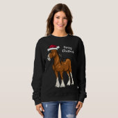 Sweatshirt Joli dessin Clydesdale Brouillon Cheval Noël (Devant entier)