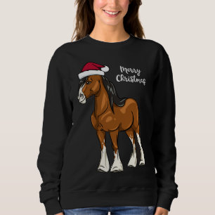 Sweatshirt Joli dessin Clydesdale Brouillon Cheval Noël