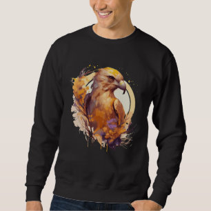 Sweatshirt Joli Faucon Tournesol Aquarelle Oiseau De Proie Or
