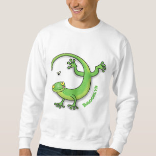 Sweatshirt Joli gecko vert salutations avec dessin animé