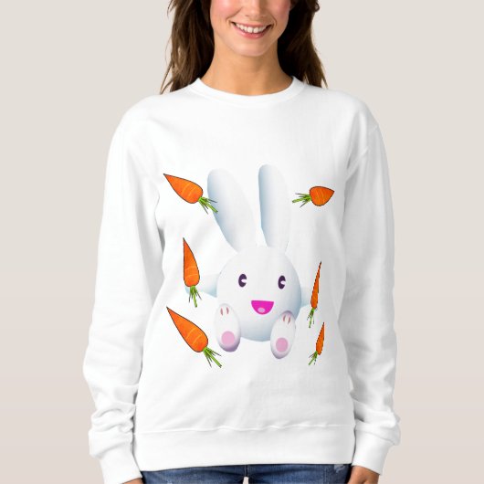Sweatshirt Joli lapin blanc et carottes (Devant)