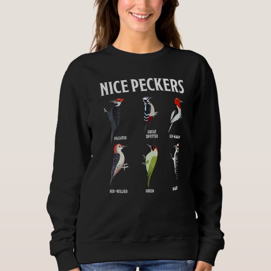 Sweatshirt Joli Peckers Oiseau à observer le pic (Devant)