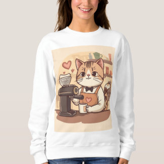 Sweatshirt Joli sweat-shirt drôle de chat barista confortable