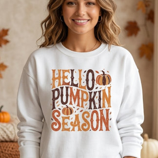 Sweatshirt Jolie Bonjour Citrouille Saison Automne Cosy 