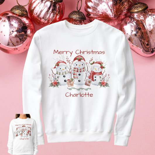 Sweatshirt Jolie chemise de Noël Snowman avec nom