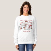Sweatshirt Jolie chemise de Noël Snowman avec nom (Devant entier)