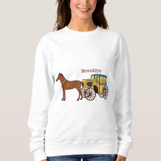 Sweatshirt Jolie illustration de cheval et de calèche royale (Devant)