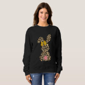 Sweatshirt Jolie Lapin Lapin Leopard Bow Cravate Joyeux Pâque (Devant entier)