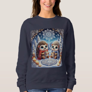 Sweatshirt Jolie scène de hérisson Partage de cacao chaud