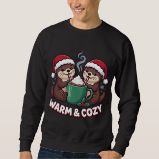Sweatshirt Jolis loutres Noël assorti Chaud & Confortable