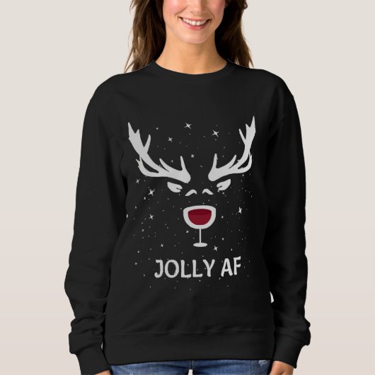 Sweatshirt Jolly Af Christmas Wine Joke (Devant)
