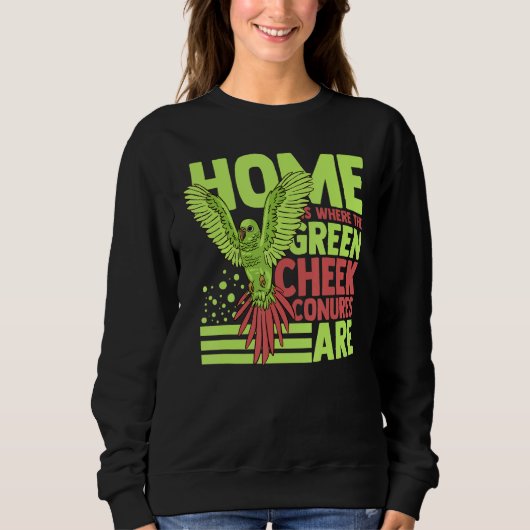 Sweatshirt Joue verte Conure Drôle Animaux mignons Oiseaux (Devant)