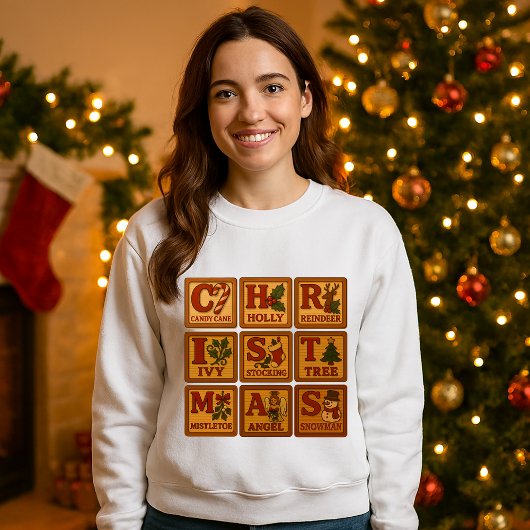 Sweatshirt Jouet de Noël Blocs en bois
