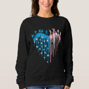 Sweatshirt Joueur de basket Coeur Drapeau américain Aquarelle