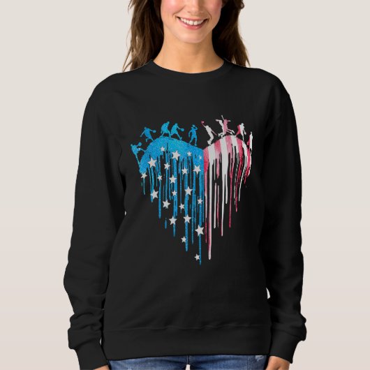 Sweatshirt Joueur de basket Coeur Drapeau américain Aquarelle (Devant)