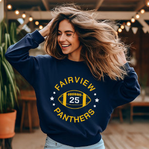 Sweatshirt Joueur de football de marine et d'or Jersey Numéro