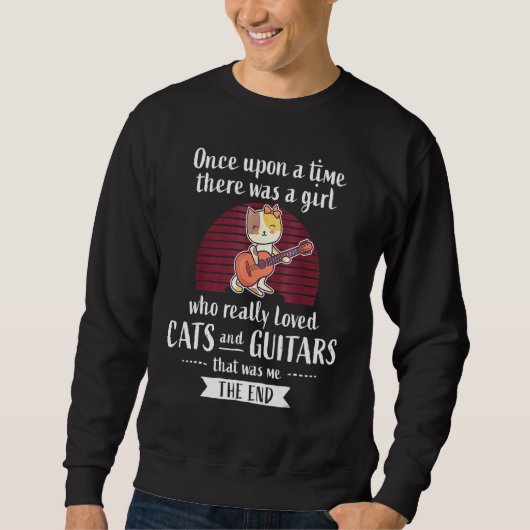 Sweatshirt Joueur de guitare de chat mignon Dit Guitariste I (Devant)
