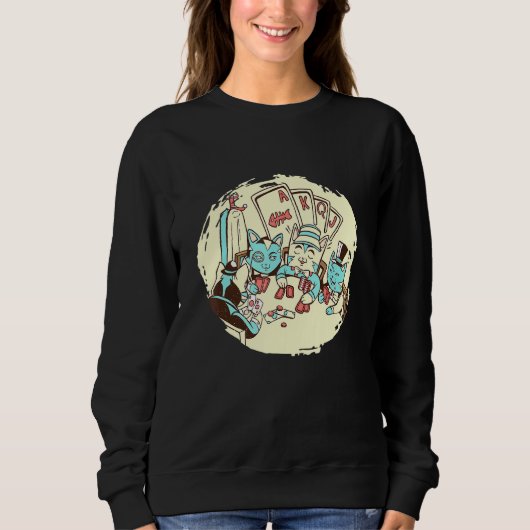 Sweatshirt Joueur de poker Chats Animaux Texas Holdem Kitty A (Devant)