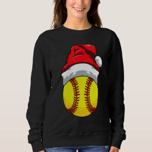 Sweatshirt Joueur de softball Noël Sport Santa Hat Xmas Nat