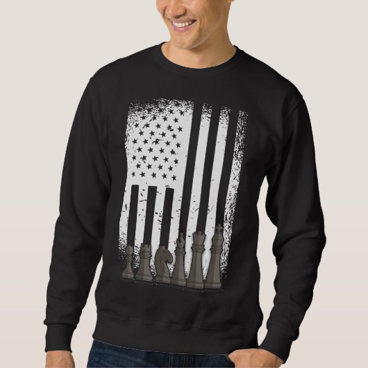 Sweatshirt Joueur d'échecs Patriotique Américain Usa Drapeau (Devant)