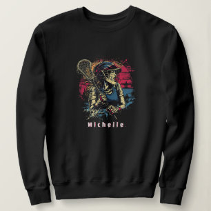 Sweatshirt Joueuse de Lacrosse Vintage Moderne Personnalisée