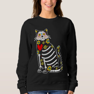 Sweatshirt Jour De La Chemise Morte Chat Crâne Sucre Dia De L