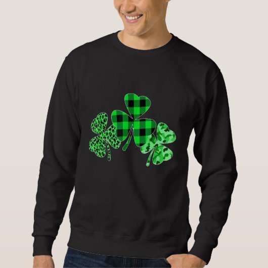 Sweatshirt Jour de la Saint Patrick Femmes Plaid Shamrock Gre (Devant)