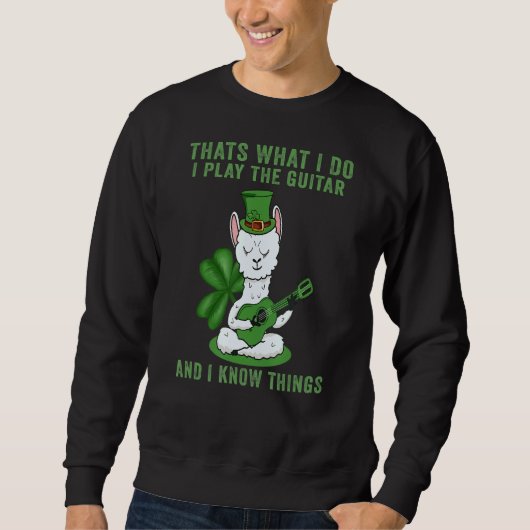 Sweatshirt Jour de la Saint Patrick Llama Joueurs Guitare Hom (Devant)