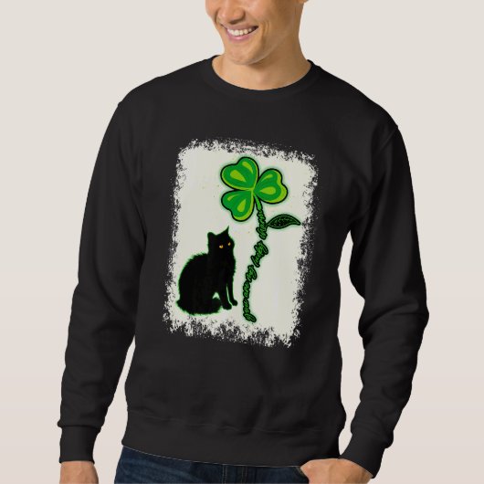 Sweatshirt Jour de la Saint Patrick Noir Chat Mon Chic Charme (Devant)