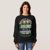Sweatshirt Jour de la Saint Patrick Sécurité première boisson (Devant entier)
