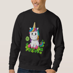 Sweatshirt Jour de la Saint Patrick Shamrock Unicorn Girls Co