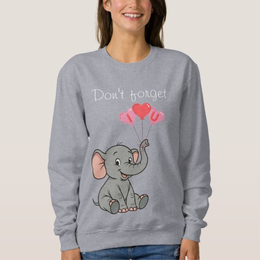 Sweatshirt Jour de la Saint-Valentin éléphant mignon (Devant)