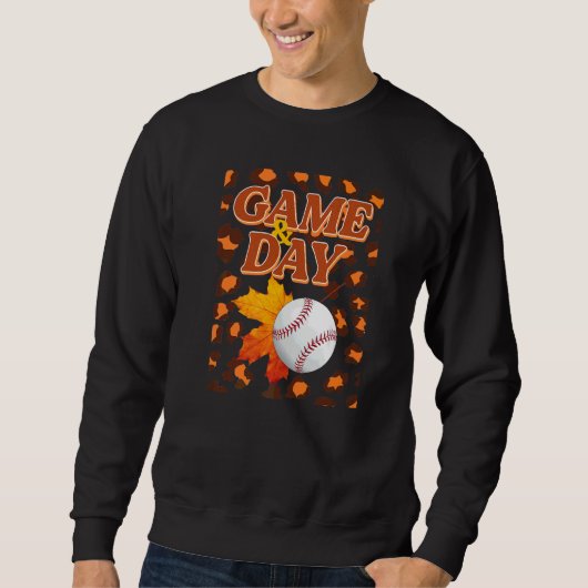 Sweatshirt Jour de match Léopard Feuilles d'automne Baseball (Devant)