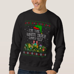 Sweatshirt Jour de Noël de l'elfe de tigre blanc moche de la