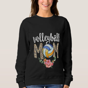 Sweatshirt Jour des mères Filles Volleyball Maman Leopard Flo