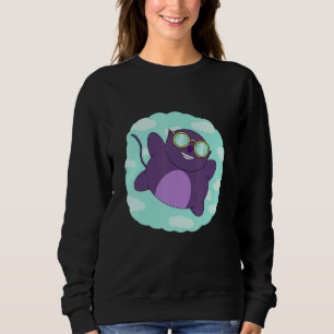 Sweatshirt Jour Dream volant Kitty Chat violet design graphiq