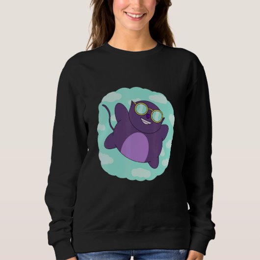 Sweatshirt Jour Dream volant Kitty Chat violet design graphiq (Devant)