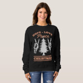 Sweatshirt Joy Hope Love Peace Christmas Tree Red Buffalo Pla (Devant entier)