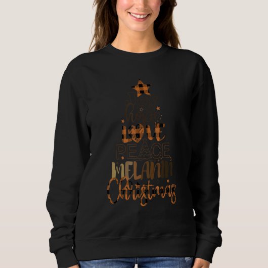 Sweatshirt Joy Hope Love Peace Melanin Christmas Tree Retro (Devant)