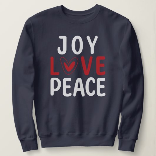 Sweatshirt JOY LOVE PEACE Christian Red Heart  (Design devant)