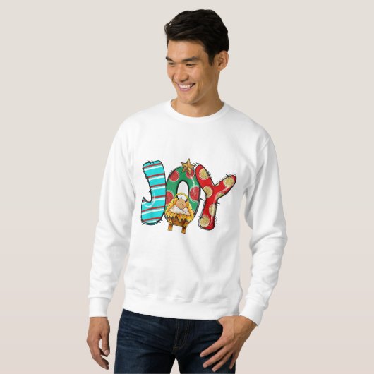 Sweatshirt Joy Manger Scène Paix Amour Miracle Baby Jesus Chr (Devant entier)