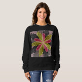 Sweatshirt Joy, Vert rose Anthracite Imaginaire Fleur Fractal (Devant entier)