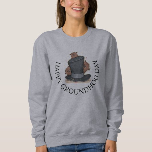Sweatshirt Joyeuse Chemise de Jour de la Marmotte (Devant)