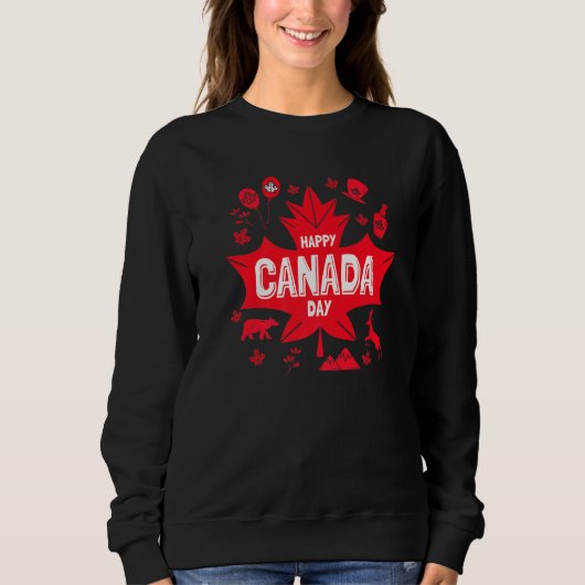 Sweatshirt Joyeuse fête de la fête du Canada Feuille d'érable (Devant)