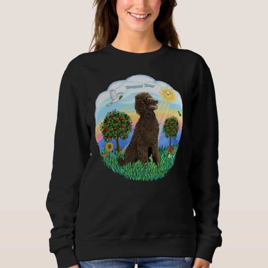 Sweatshirt Joyeuse journée avec un chocolat de caniche standa (Devant)