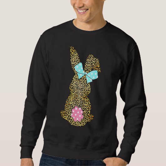 Sweatshirt Joyeuse Pâques mignonne Leopard Lapin Rabbit Femme (Devant)